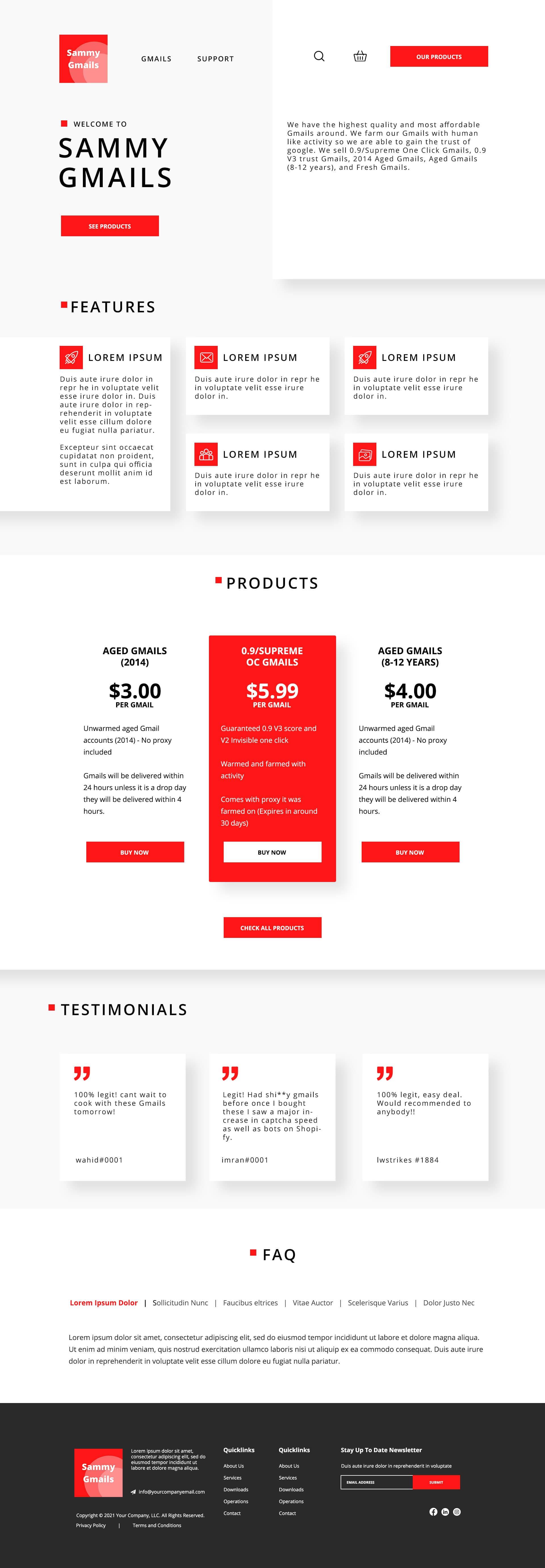 Sammy Gmails - Product Page