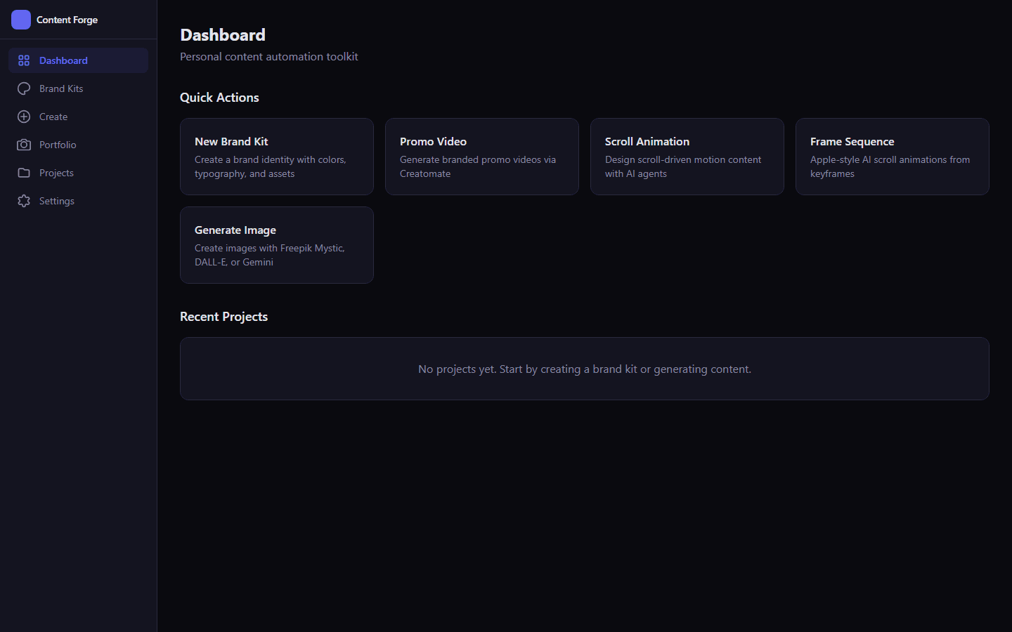 Content Forge — desktop view
