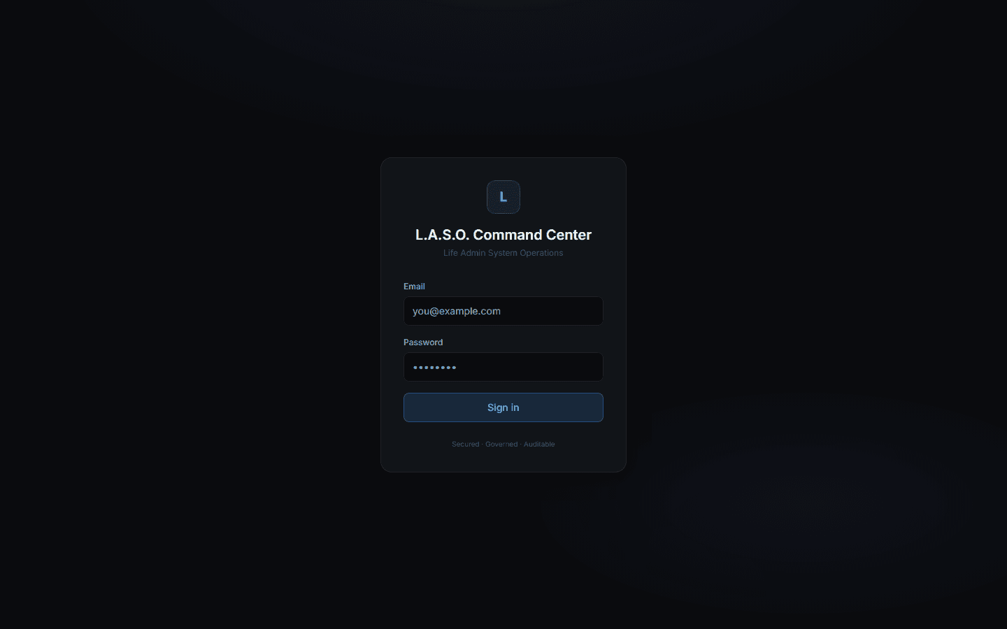 L.A.S.O. — Life Admin System — desktop view