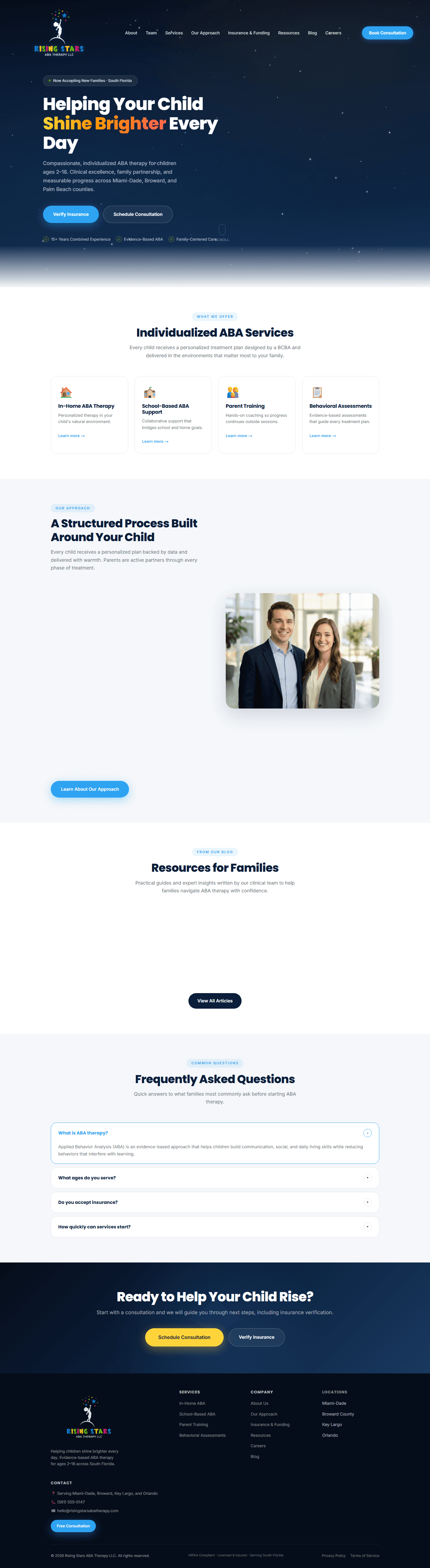 Rising Stars ABA Therapy — desktop view